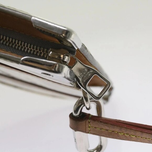 LOUIS VUITTON Monogram Mirror Trunk Pochette ClutchBag Silver M80807 Auth 67401 - Picture 10 of 16